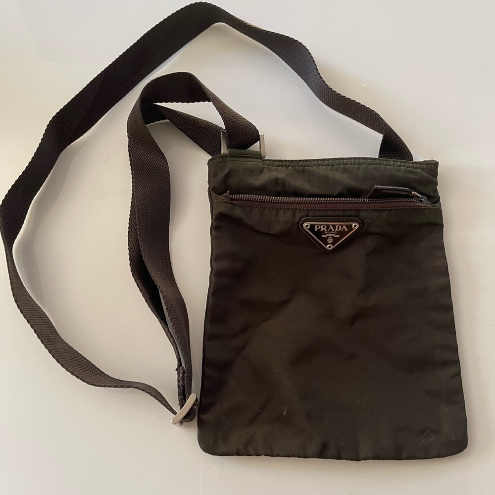 Prada mini shoulder bag in dark brown preowned
